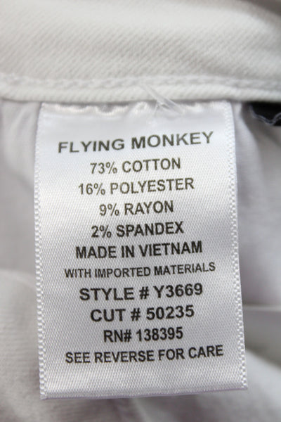 Flying Monkey Women Skinny White Jeans Mid Rise Cotton Inseam 25 Size 26