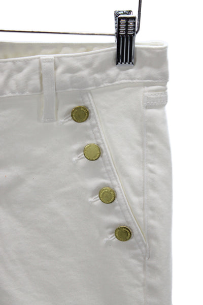 Ramy Brook Women Ankle Jeans White Mid Rise Button Cotton Nautical Size 27