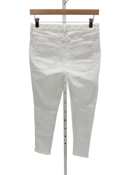 Ramy Brook Women Ankle Jeans White Mid Rise Button Cotton Nautical Size 27