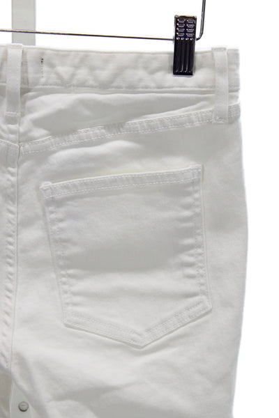 Ramy Brook Women Ankle Jeans White Mid Rise Button Cotton Nautical Size 27