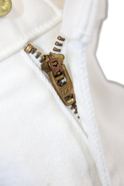 Ramy Brook Women Ankle Jeans White Mid Rise Button Cotton Nautical Size 27