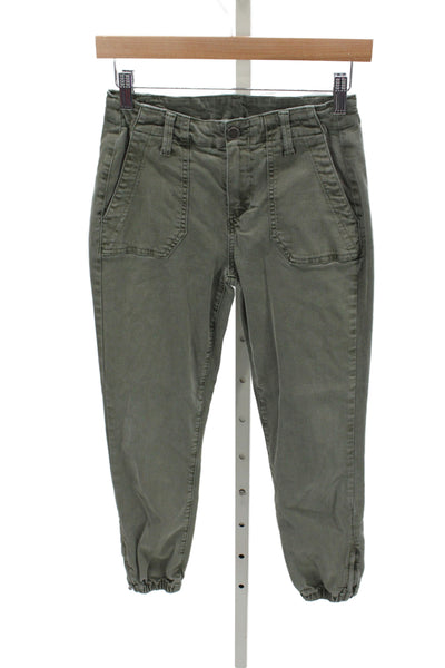 Paige Womens Jogger Pants Green Mid Rise 25in Lyocell Military Size 25