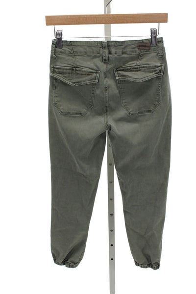 Paige Womens Jogger Pants Green Mid Rise 25in Lyocell Military Size 25
