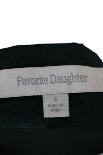 Favorite Daughter Womens V-Neck Long Sleeve Button Solid Green Blouse Size S