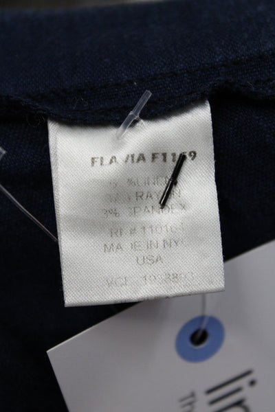 Avenue Montaigne Womens Dress Pants Blue Linen Pull On Size 26