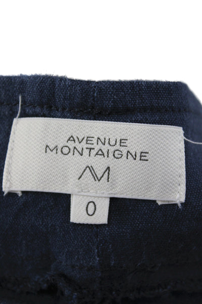 Avenue Montaigne Womens Dress Pants Blue Linen Pull On Size 26
