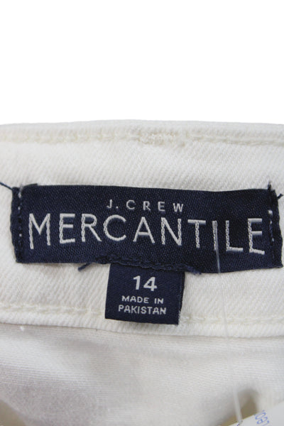 J Crew Womens White Mini Skirt Button Front 99% Cotton Size 14