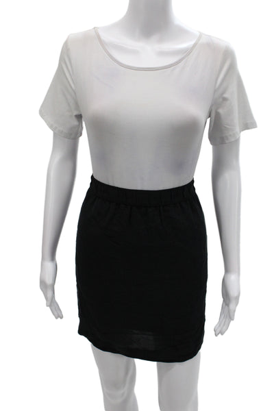 Madewell Women Straight Pencil Mini Silk Skirt Black Size L