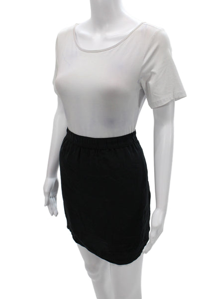 Madewell Women Straight Pencil Mini Silk Skirt Black Size L