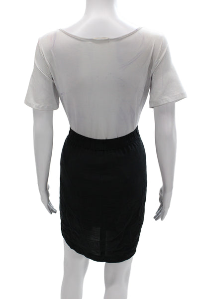 Madewell Women Straight Pencil Mini Silk Skirt Black Size L