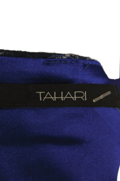 Tahari Womens Animal Print Pencil Mini Skirt Blue Zip Size 12