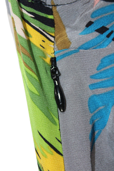 Tracy Reese Women Sleeveless Gray Silk Wrap Dress V-Neck Tie Knee Length Size L