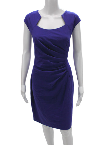 Calvin Klein Womens Sheath Dress Purple Square Neck Short Sleeve Size 12