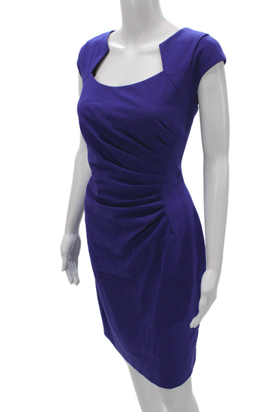 Calvin Klein Womens Sheath Dress Purple Square Neck Short Sleeve Size 12