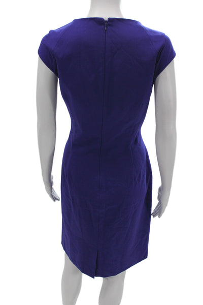 Calvin Klein Womens Sheath Dress Purple Square Neck Short Sleeve Size 12