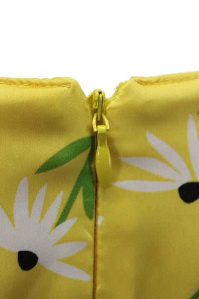 Maggy London Womens Maxi Floral V-Neck Yellow Dress 3/4 Sleeve Size 16