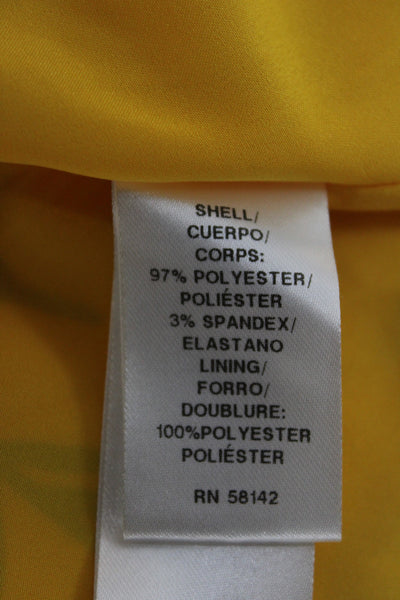Maggy London Womens Maxi Floral V-Neck Yellow Dress 3/4 Sleeve Size 16