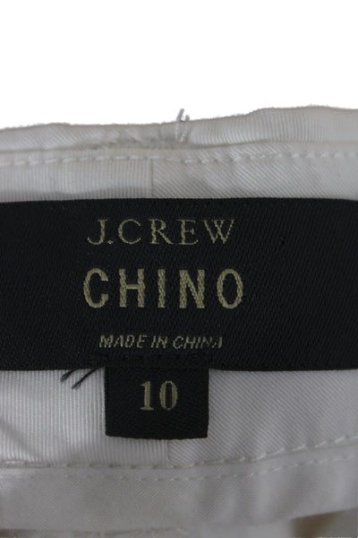 J Crew Women White Chino Shorts 98% Cotton Size 10