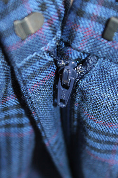 J Crew Womens Dress Pants Blue Plaid 57% Linen Inseam 30 Size 10