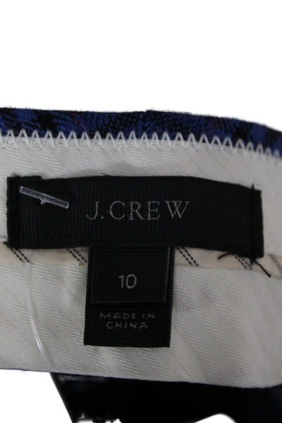 J Crew Womens Dress Pants Blue Plaid 57% Linen Inseam 30 Size 10