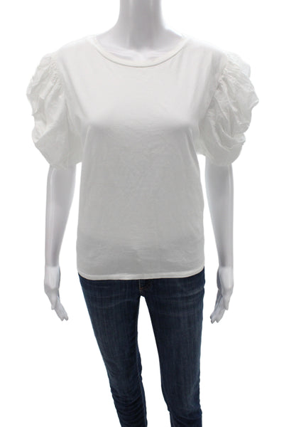 Zara Womens Basic White Cotton Short Sleeve Round Neck T-Shirt Size XL