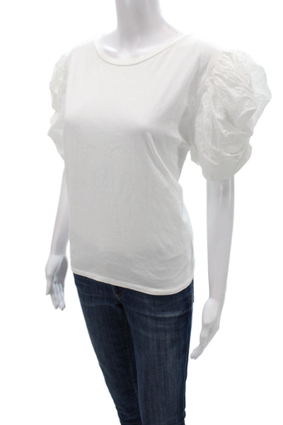 Zara Womens Basic White Cotton Short Sleeve Round Neck T-Shirt Size XL