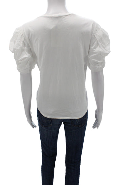 Zara Womens Basic White Cotton Short Sleeve Round Neck T-Shirt Size XL