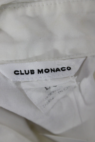 Club Monaco Women Collared Button-Up Sleeveless White Cotton Blend Top Size L