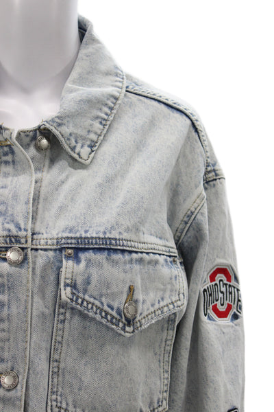 Hype and Vice Women Basic Blue Cotton Button Long Sleeve Jacket Size L