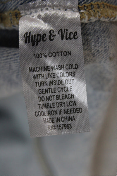 Hype and Vice Women Basic Blue Cotton Button Long Sleeve Jacket Size L