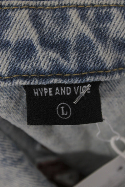 Hype and Vice Women Basic Blue Cotton Button Long Sleeve Jacket Size L