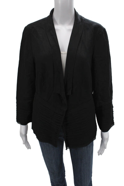 Fleur Wood Womens Kimono Jacket Black Tencel Long Sleeve Size 14