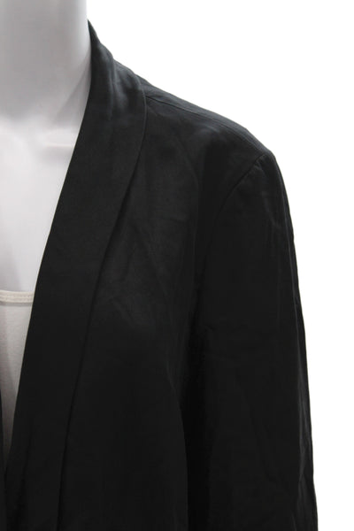 Fleur Wood Womens Kimono Jacket Black Tencel Long Sleeve Size 14