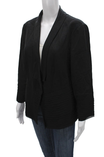 Fleur Wood Womens Kimono Jacket Black Tencel Long Sleeve Size 14