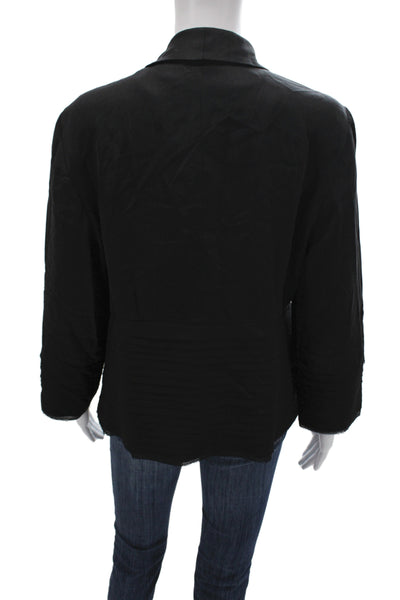 Fleur Wood Womens Kimono Jacket Black Tencel Long Sleeve Size 14