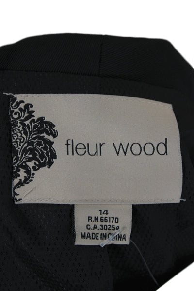Fleur Wood Womens Kimono Jacket Black Tencel Long Sleeve Size 14
