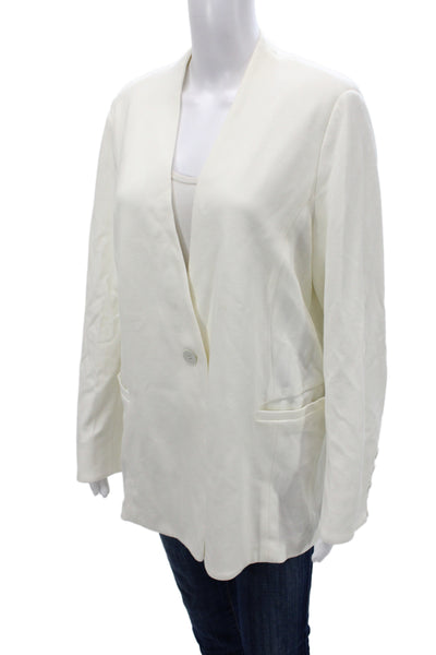 Marccain Womens Basic Jacket White Button Long Sleeve Classic Size 14