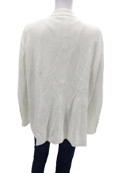 Marccain Womens Basic Jacket White Button Long Sleeve Classic Size 14