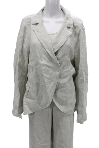 Annette Gortz Womens Gray Linen Pant Suit Long Sleeve Button Size 46