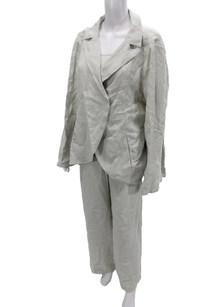 Annette Gortz Womens Gray Linen Pant Suit Long Sleeve Button Size 46