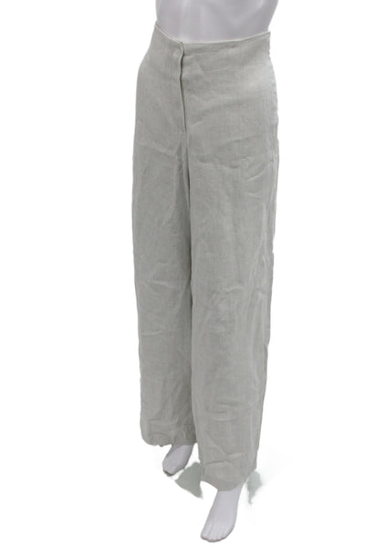 Annette Gortz Womens Gray Linen Pant Suit Long Sleeve Button Size 46