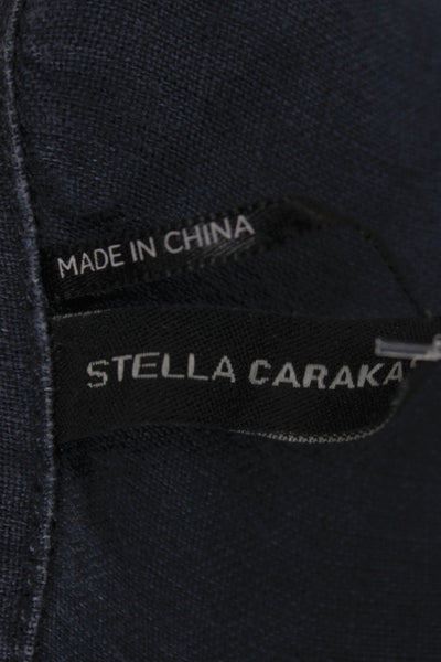 Stella Carakasi Womens Shirt Dress Blue Linen 3/4 Sleeve Button Mini Size XL