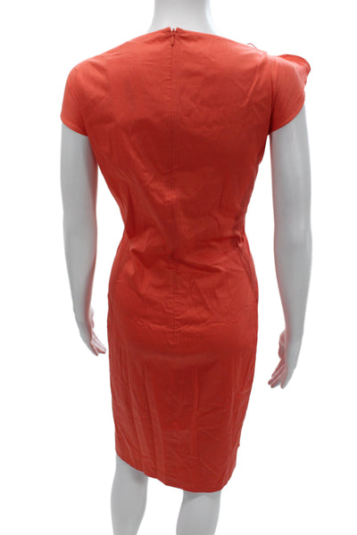 Boss Hugo Boss Women Sheath Dress Orange Boat Neck Short Sleeve Size 14