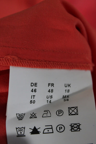 Boss Hugo Boss Women Sheath Dress Orange Boat Neck Short Sleeve Size 14