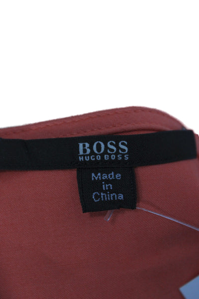 Boss Hugo Boss Women Sheath Dress Orange Boat Neck Short Sleeve Size 14