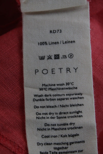 Poetry Womens Shift Linen V Neck Red Midi Dress Size 14