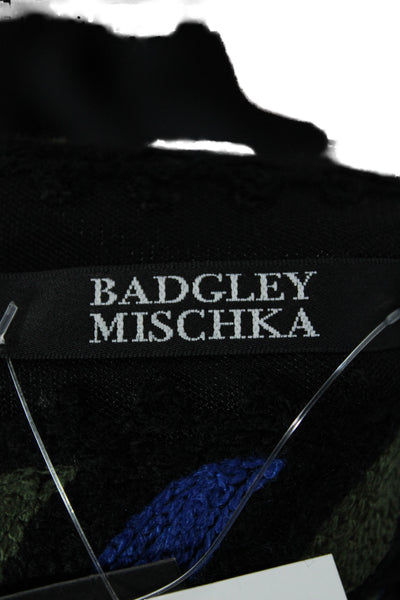 Badgley Mischka Women Pleated Wool Geometric Knee Length Skirt Black Size 9