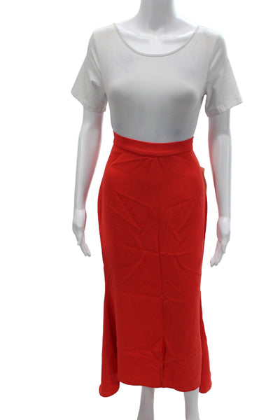 Badgley Mischka Womens Red Trumpet Skirt Long Zip Polyester Size 4