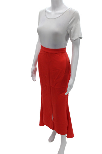 Badgley Mischka Womens Red Trumpet Skirt Long Zip Polyester Size 4