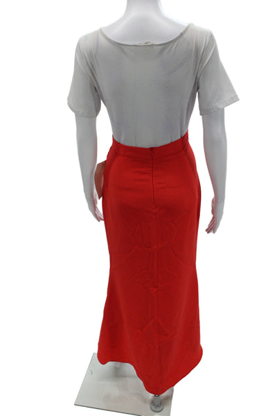 Badgley Mischka Womens Red Trumpet Skirt Long Zip Polyester Size 4